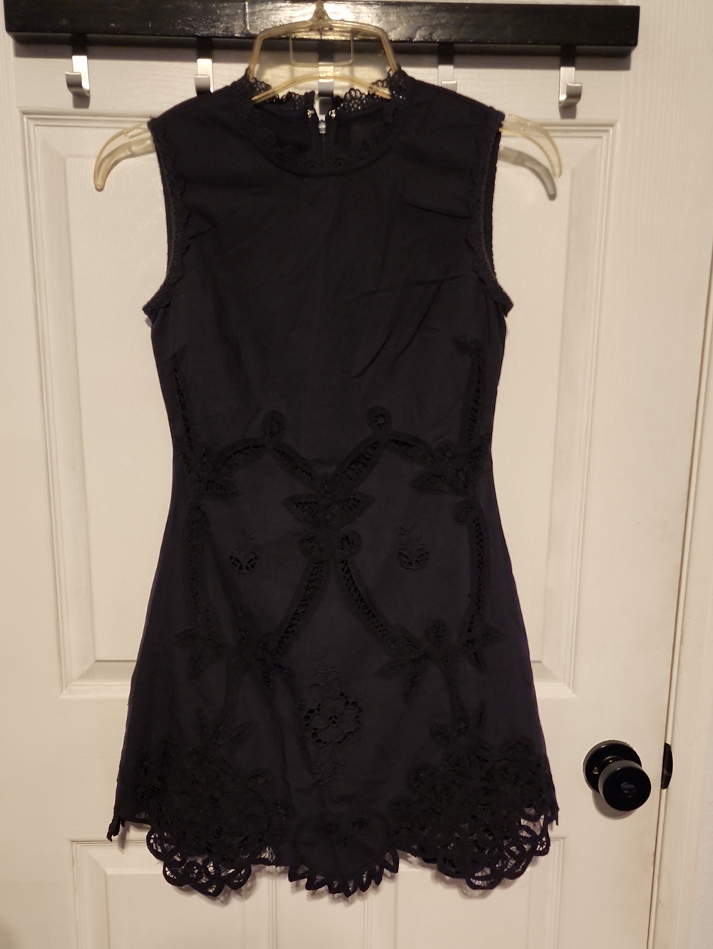 Anthropologie Sleeveless Poplin Lace Mini Dress sz 0P